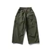 Pantalones largos impermeables funcionales para exteriores estilo retro minimalista japonés Rumeng, unisex, corte holgado, con bolsillos grandes, adecuados para usar en otoño