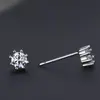 Brincos Clássicos Mini de Oito Garras Estilo Coreano para Mulheres, Brincos Curtos Brilhantes com Diamante Único Redondo, Brincos Simples de Zircônia com Seis Garras
