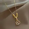 Collar Sencillo Estilo Falda Pequeña con Colgante de Hoja de Ginkgo Incrustada con Diamantes, Colgante de Joyería de Acero de Titanio, Cadena para Clavícula, Accesorio de Cobre a la Moda