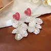 Brincos Longos com Franjas de Pétalas Doces Francesas para Mulheres Brincos de Design de Nicho Brincos Estilo Viagem e Férias Formato de Flor