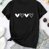 Camiseta Esportiva de Gola Redonda com Gráfico de Coração para o Dia dos Namorados, Manga Curta