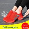 Novos Sapatos de Dança Vermelhos com Solas Macias, Sapatos de Dança Quadrada Jinjiang de Salto Médio Yang Liping, Sapatos de Dança para Todas as Estações Que Não Cansam para Mulheres, Leves