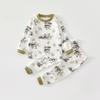 Conjunto de Ropa Interior de Primavera y Otoño para Niños, Ropa de Dormir Básica de Algodón Puro para Bebés, Estilo de Cuatro Estaciones para Niños y Niñas, Ropa Separada de Manga Larga
