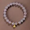 Pulsera de Loto Morado Ahumado Más Vendida para Mujer con Colgante de Flor de Durazno y Loto Nuevo Chino Pulsera de Imitación de Jade Hetian para Estudiantes