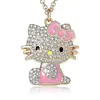 Collar con Colgante de Hello Kitty de Dibujos Animados con Diamantes Completos, Cadena Dorada, Cadena para Clavícula de Gato Linda, Joyería para Mujeres