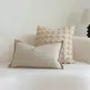Almofada Lateral Larga Bege com Arco Almofada de Cintura Vento Silencioso Capa de Almofada Almofada de Sofá Capa de Almofada para Quarto Modelo de Hotel