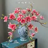 Nuevo producto transfronterizo: Flores de Magnolia Rosa Artificiales, Magnolia de la Fortuna de 3 Cabezas, Accesorios para Fotografía de Bodas y Hogar, Flores Falsas Decorativas