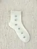 Calcetines Finos de Encaje con Fresas para Primavera y Verano Estilo Coreano para Mujer, Lindos Calcetines Holgados de Algodón Puro con Diseño Calado Estilo Japonés