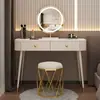Penteadeira Nova Estilo Francês 2025 em Ardósia para Quarto, Mesa de Maquiagem Minimalista Moderna Celebridade da Internet Luxo Leve, Estilo Creme para Espaços Pequenos
