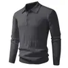 Novo estilo outono e inverno suéter masculino jacquard com gola virada, tricô quente vintage, jaqueta de tricô casual versátil de cor sólida