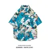 Camisa de Verão 2026 Praia Floral Desenho Animado Tendência Manga Curta Estilo Hong Kong Retro Floral Camisa Masculina