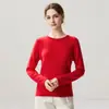 Otoño e Invierno Nueva Camiseta Base de Punto de Cachemira Moda Suave Cómoda Jersey con Dobladillo Enrollado Cuello Redondo Agradable a la Piel Manga Larga para Mujer