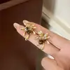 Aretes Maillard de Piedra Ojo de Tigre Dorado para Mujer, Lujo Ligero, Aretes de Alta Gama y Elegantes, Aretes Únicos de Nicho Otoño e Invierno al por Mayor