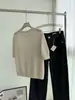 BORBOTIE Ropa de punto para mujer 2026 Primavera y Otoño Nuevo BC Hueco Mezcla de Seda y Lana Manga Corta Camiseta