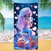Toalla de Playa Popular Transfronteriza para Niños Dibujos Animados Anime Princesa Sirena Microfibra Toalla de Baño para Playa Impresa Secado Rápido