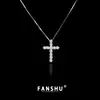 Cadena de Clavícula para Hombre Cruz Europea y Americana Simple Lujo Ligero Versátil Incrustada con Diamantes Completos Accesorios Colgante de Moda F