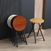 Material de Hierro Diseño sin Respaldo Silla de Comedor Portátil Silla Plegable Taburete Redondo Pequeño de Patas Altas para el Hogar Silla Plegable