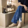 Pantalones de Campana de Mezclilla para Hombre de Moda Europea y Americana Exportación Transfronteriza Estilo Punk Retro Mezclilla con Lazo Elástico Personalizado Pantalones para Hombre