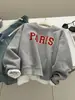 Sudadera con Capucha de Punto Bordada con Letras Retro Moda Estilo Coreano para Mujer 26 Otoño Algodón de Aire Cuello Redondo Holgada Prenda Exterior