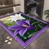 Tapete de porta com estampa floral simulada 3D para entrada de casa, tapete de chão resistente à sujeira, tapete de piso absorvente para banheiro