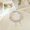 Pulsera de cuentas con textura fragmentada estilo ins, con dijes de estrella y cara sonriente, pulsera de cuentas para niñas, estudiantes y mejores amigos