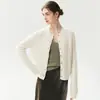 Nueva colección de otoño: Cárdigan de punto de cachemira de estilo sencillo con cuello redondo y patrón de trenzas, con botones de perla, un abrigo suéter cálido para mujer