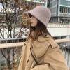 Sombrero de Cubo Plegable de Piel de Conejo con Corazón para Niña Hermoso Sombrero de Pescador Combinable para Mujer Estilo Coreano Sombrero de Cubo de Felpa Sombrero Cálido para Mujer Otoño e Invierno