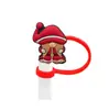 Nova Série de Natal Tampa para Canudo Tampa de Canudo Plugue de Silicone contra Poeira Desenho Animado Fofo Decoração de Canudo para Festa Transfronteiriço