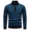 Amazon Cross Outono/Inverno Novo Suéter Espesso Masculino com Meio Zíper e Forro de Fleece Tamanho Grande Camada Base Casual