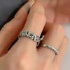 Anillo de diseño de nicho con cara sonriente cuadrada, estilo retro desgastado, para mujer, con personalidad, combinable y de alta gama.