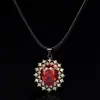 Brincos e colar de zircônia vermelho granada de cobre de princesa conjunto de joias vintage fábrica direta joias AliExpress