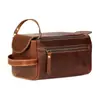 Bolsa de higiene pessoal masculina de couro de búfalo de alta qualidade europeia e americana, bolsa de cosméticos portátil, bolsa de armazenamento de higiene pessoal para viagem