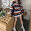 Camiseta de Rayas para Mujer, Estilo Coreano, Corte Holgado, Nuevo Modelo 2026, Primavera y Otoño, Longitud Media, Manga Larga, Top de Moda Estilo Ins, Venta al por Mayor Transfronteriza