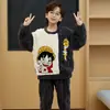 Pijama Infantil Outono e Inverno Menino Fleece Coral Espessado Forrado com Fleece Flanela Inverno