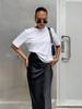 2024 primavera roupas femininas imitação acetato cetim saia preta feminina commuter francês commuter drape rabo de peixe saia longa saia longa