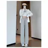 Pantalones Largos de Seda Helada para Mujer de Verano Ligeros Transpirables de Secado Rápido Casual de Pierna Recta de Cintura Alta Delgados de Pierna Ancha Protección Solar