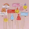 Celebridad de Internet Estilo Ins Decoración de Pastel con Banderín Inserto Día del Niño hbd Cara Sonriente Girasol Flor Oso Corazón Tarjeta Inserto