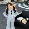 Conjunto de ropa de otoño para bebé niña, pijama, ropa para casa, dulce, fresco, lindo, pantalón acampanado casual conjunto de dos piezas