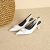 699-106 elegantes zapatos de una sola capa con punta de pedrería 2024 primavera nuevos zapatos de mujer de tacón de aguja con correa trasera de corte bajo