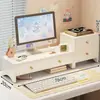 Soporte elevador para computadora de escritorio con base para pantalla, bandeja para teclado y cajón para organización de escritorio de oficina