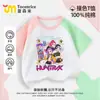 Conjunto de Camiseta de Manga Corta con Bloques de Color de Chica Bruja Kpop Girls, Nuevo Estilo de Verano para Niños Mayores, Conjunto de Verano con Shorts de Mezclilla