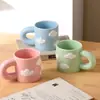 Caneca de Cerâmica Estilo Casal Amigos Próximos Pintada à Mão Creative Cloud para Beber Água Enxaguar a Boca Xícara de Café Doméstica Estudante Xícara de Café da Manhã