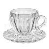 Taza de Vidrio de Lujo Destacada Copa de Vino Taza de Té Transparente Patrón Brillante con Asa y Plato Taza