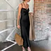 Vestido Largo Elegante y Versátil para el Trabajo, Ceñidor de Cintura y Adelgazante, Elegante Vestido con Adorno de Encaje, Vestido de Mujer con Tirantes al Cuello