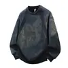 Sudadera Tie-Dye de Gama Alta para Hombre, Peso Pesado, Corte Holgado, Estilo Streetwear Elegante, Top Retro Japonés de Manga Larga con Cuello Redondo