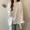 Camiseta de Manga Larga con Dobladillo Irregular Texturizado Talla Grande para Mujer, Nuevo Estilo Primavera 2025, Corte Holgado, Adelgazante, Top de Moda para Mujer