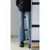 Pantalones vaqueros ajustados en forma de pera para mujer, novedad Primavera y Otoño, talla grande, chica rellenita, cintura alta, que cubren la cadera, adelgazantes, elásticos, pantalones negros