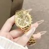 Reloj Contena Gold con Esfera Romana y Diseño de Tres Ojos, Exuda un Lujo Ligero y una Sensación de Alta Gama, Complementa Fácilmente Varios Atuendos