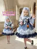 Vestido Lolita para meninas, nova coleção de outono, roupa de outono estilosa para meninas pequenas, vestido de princesa, suéter, vestido de manga comprida, conjunto de duas peças