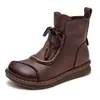 Botas retro de otoño e invierno para comercio exterior transfronterizo, botas de felpa y algodón engrosado para mujer, suela suave y superficie suave, botines casuales para mujer con cremallera lateral